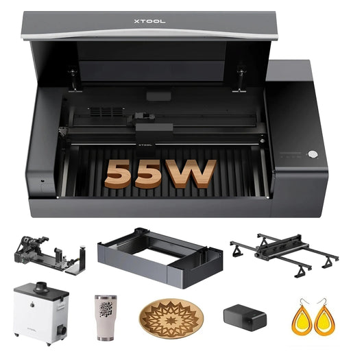 XTool P2 55W CO2 Laser Cutter and Laser Engraver Black Cutting Machine 55W All in One Bundle