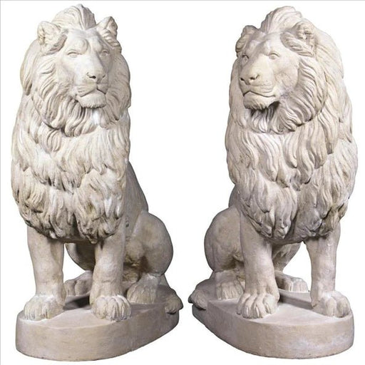 Design Toscano Stately Chateau Lion Sentinel Garden Statues Set of Left and Right - NE9160274